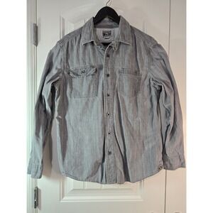 Converse One Star Gray Button Up Long Sleeve Casual Shirt Men's Size Med EUC